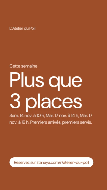 Story « Plus que 3 places » cette semaine